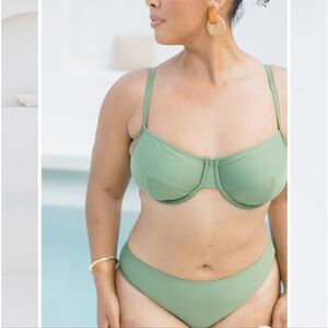 Lilly And Lime Olive High Leg Bikini Bottom Size 4